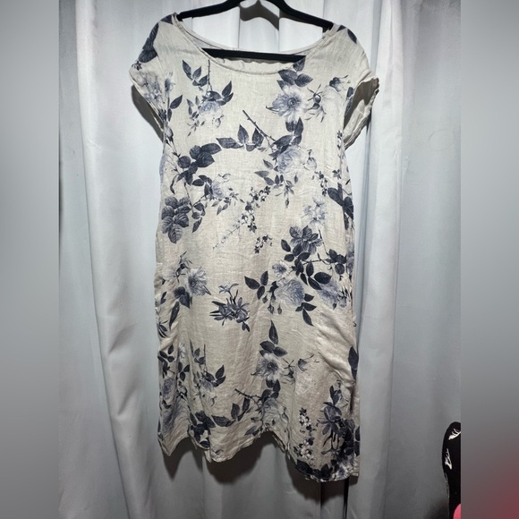Lingo l Arno 100% Linen Floral  Shift Dress - Picture 1 of 6